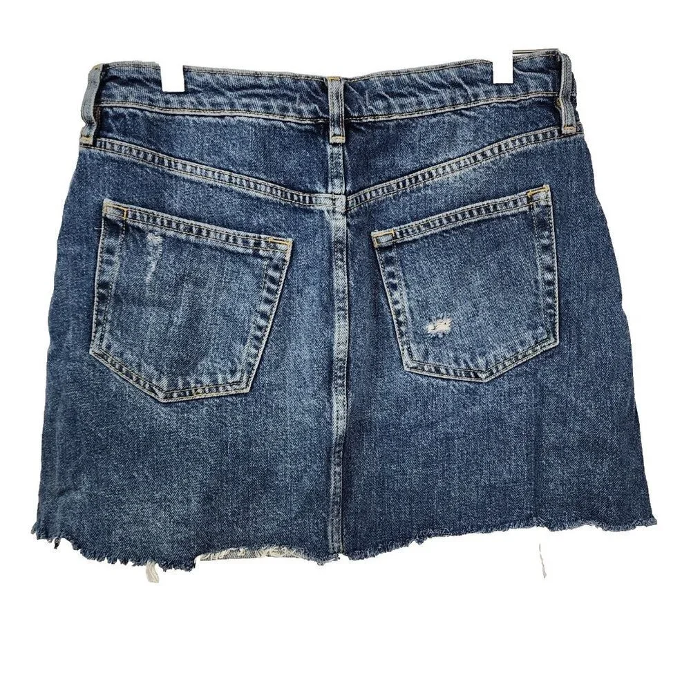 We The Free OB826306‎ Dark Denim Button Fly A-Line Mini Skirt Women's Size 29